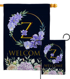 Welcome Z Initial - Floral Spring Vertical Impressions Decorative Flags HG130260 Made In USA