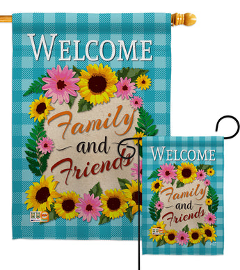 Welcome Family and Friends - Floral Spring Vertical Impressions Decorative Flags HG137033 Made In USA