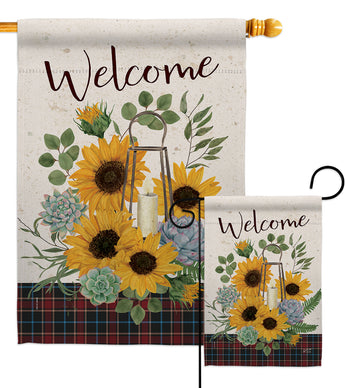 Welcome Sunflower - Floral Spring Vertical Impressions Decorative Flags HG137282 Made In USA