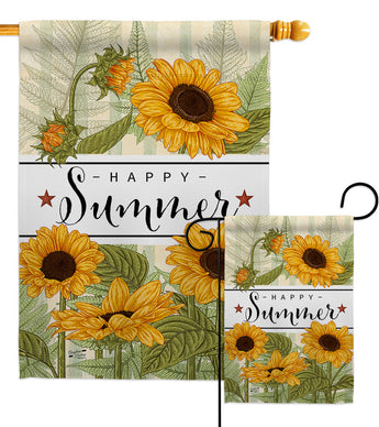 Happy Sunflowers - Floral Spring Vertical Impressions Decorative Flags HG137442 Made In USA