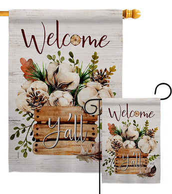 Cotton Bouquet Y'all - Floral Spring Vertical Impressions Decorative Flags HG137504 Made In USA