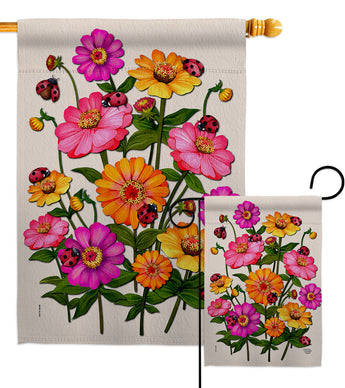 Ladybug Bouquet - Floral Garden Friends Vertical Impressions Decorative Flags HG190163 Made In USA