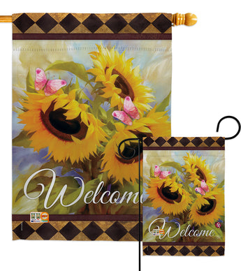 Welcome Sunflower Spring - Floral Spring Vertical Impressions Decorative Flags HG191022 Made In USA