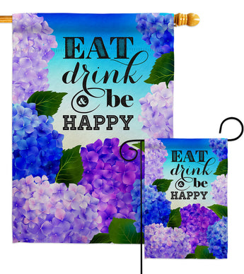 Eat Drink Happy - Floral Spring Vertical Impressions Decorative Flags HG192535 Made In USA