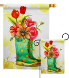 Spring Boots - Floral Spring Vertical Impressions Decorative Flags HG192649 Made In USA