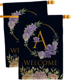 Welcome A Initial - Floral Spring Vertical Impressions Decorative Flags HG130235 Made In USA