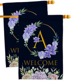 Welcome A Initial - Floral Spring Vertical Impressions Decorative Flags HG130235 Made In USA