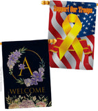 Welcome A Initial - Floral Spring Vertical Impressions Decorative Flags HG130235 Made In USA