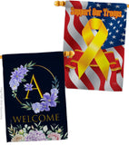 Welcome A Initial - Floral Spring Vertical Impressions Decorative Flags HG130235 Made In USA