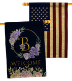 Welcome B Initial - Floral Spring Vertical Impressions Decorative Flags HG130236 Made In USA