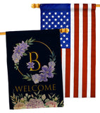 Welcome B Initial - Floral Spring Vertical Impressions Decorative Flags HG130236 Made In USA