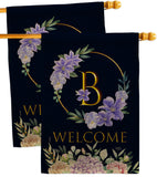 Welcome B Initial - Floral Spring Vertical Impressions Decorative Flags HG130236 Made In USA