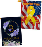 Welcome B Initial - Floral Spring Vertical Impressions Decorative Flags HG130236 Made In USA