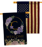 Welcome C Initial - Floral Spring Vertical Impressions Decorative Flags HG130237 Made In USA