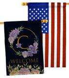 Welcome C Initial - Floral Spring Vertical Impressions Decorative Flags HG130237 Made In USA