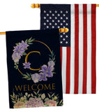 Welcome C Initial - Floral Spring Vertical Impressions Decorative Flags HG130237 Made In USA