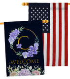 Welcome C Initial - Floral Spring Vertical Impressions Decorative Flags HG130237 Made In USA