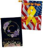 Welcome C Initial - Floral Spring Vertical Impressions Decorative Flags HG130237 Made In USA