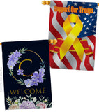 Welcome C Initial - Floral Spring Vertical Impressions Decorative Flags HG130237 Made In USA