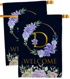 Welcome D Initial - Floral Spring Vertical Impressions Decorative Flags HG130238 Made In USA