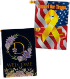 Welcome D Initial - Floral Spring Vertical Impressions Decorative Flags HG130238 Made In USA