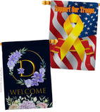 Welcome D Initial - Floral Spring Vertical Impressions Decorative Flags HG130238 Made In USA