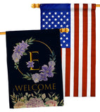 Welcome E Initial - Floral Spring Vertical Impressions Decorative Flags HG130239 Made In USA