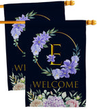 Welcome E Initial - Floral Spring Vertical Impressions Decorative Flags HG130239 Made In USA