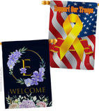 Welcome E Initial - Floral Spring Vertical Impressions Decorative Flags HG130239 Made In USA