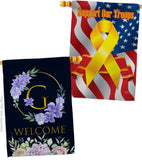 Welcome G Initial - Floral Spring Vertical Impressions Decorative Flags HG130241 Made In USA