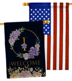 Welcome I Initial - Floral Spring Vertical Impressions Decorative Flags HG130243 Made In USA