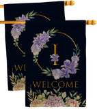 Welcome I Initial - Floral Spring Vertical Impressions Decorative Flags HG130243 Made In USA