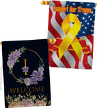 Welcome I Initial - Floral Spring Vertical Impressions Decorative Flags HG130243 Made In USA