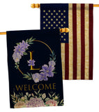 Welcome L Initial - Floral Spring Vertical Impressions Decorative Flags HG130246 Made In USA