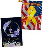 Welcome L Initial - Floral Spring Vertical Impressions Decorative Flags HG130246 Made In USA