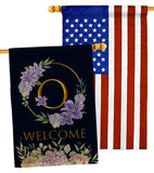 Welcome O Initial - Floral Spring Vertical Impressions Decorative Flags HG130249 Made In USA