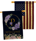 Welcome P Initial - Floral Spring Vertical Impressions Decorative Flags HG130250 Made In USA