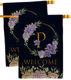 Welcome P Initial - Floral Spring Vertical Impressions Decorative Flags HG130250 Made In USA