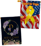 Welcome P Initial - Floral Spring Vertical Impressions Decorative Flags HG130250 Made In USA