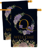 Welcome Q Initial - Floral Spring Vertical Impressions Decorative Flags HG130251 Made In USA