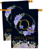 Welcome Q Initial - Floral Spring Vertical Impressions Decorative Flags HG130251 Made In USA