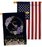 Welcome S Initial - Floral Spring Vertical Impressions Decorative Flags HG130253 Made In USA