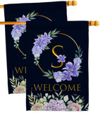 Welcome S Initial - Floral Spring Vertical Impressions Decorative Flags HG130253 Made In USA