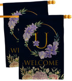 Welcome U Initial - Floral Spring Vertical Impressions Decorative Flags HG130255 Made In USA