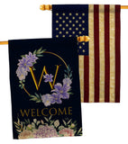 Welcome W Initial - Floral Spring Vertical Impressions Decorative Flags HG130257 Made In USA