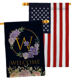 Welcome W Initial - Floral Spring Vertical Impressions Decorative Flags HG130257 Made In USA