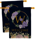 Welcome W Initial - Floral Spring Vertical Impressions Decorative Flags HG130257 Made In USA