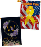 Welcome W Initial - Floral Spring Vertical Impressions Decorative Flags HG130257 Made In USA