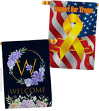 Welcome W Initial - Floral Spring Vertical Impressions Decorative Flags HG130257 Made In USA