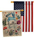 Hello Spring - Floral Garden Friends Vertical Impressions Decorative Flags HG130334 Made In USA